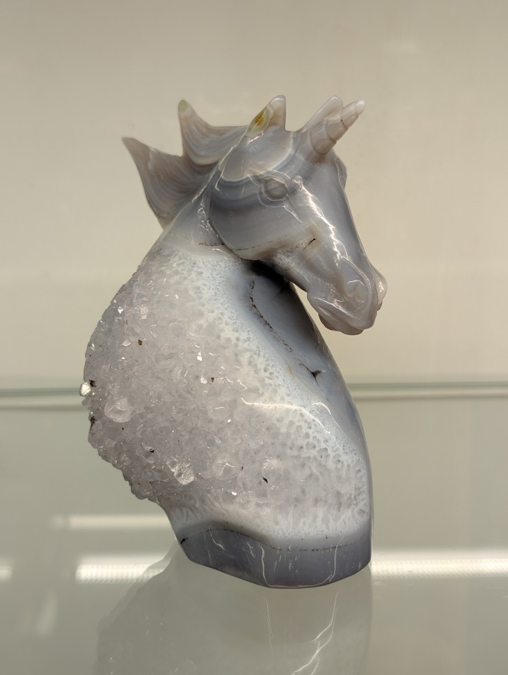 Единорог - агат с друзой кварца