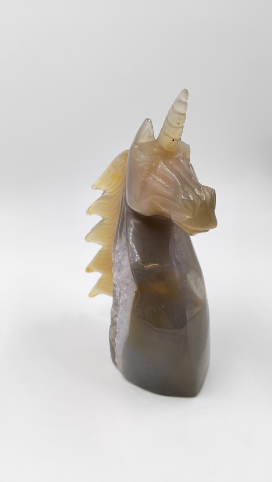 Единорог - агат с друзой кварца