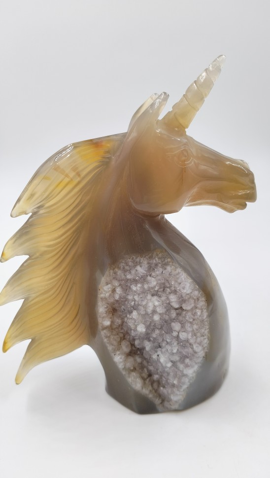 Единорог - агат с друзой кварца